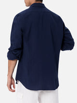 Man seersucker blue cotton shirt Pamplona