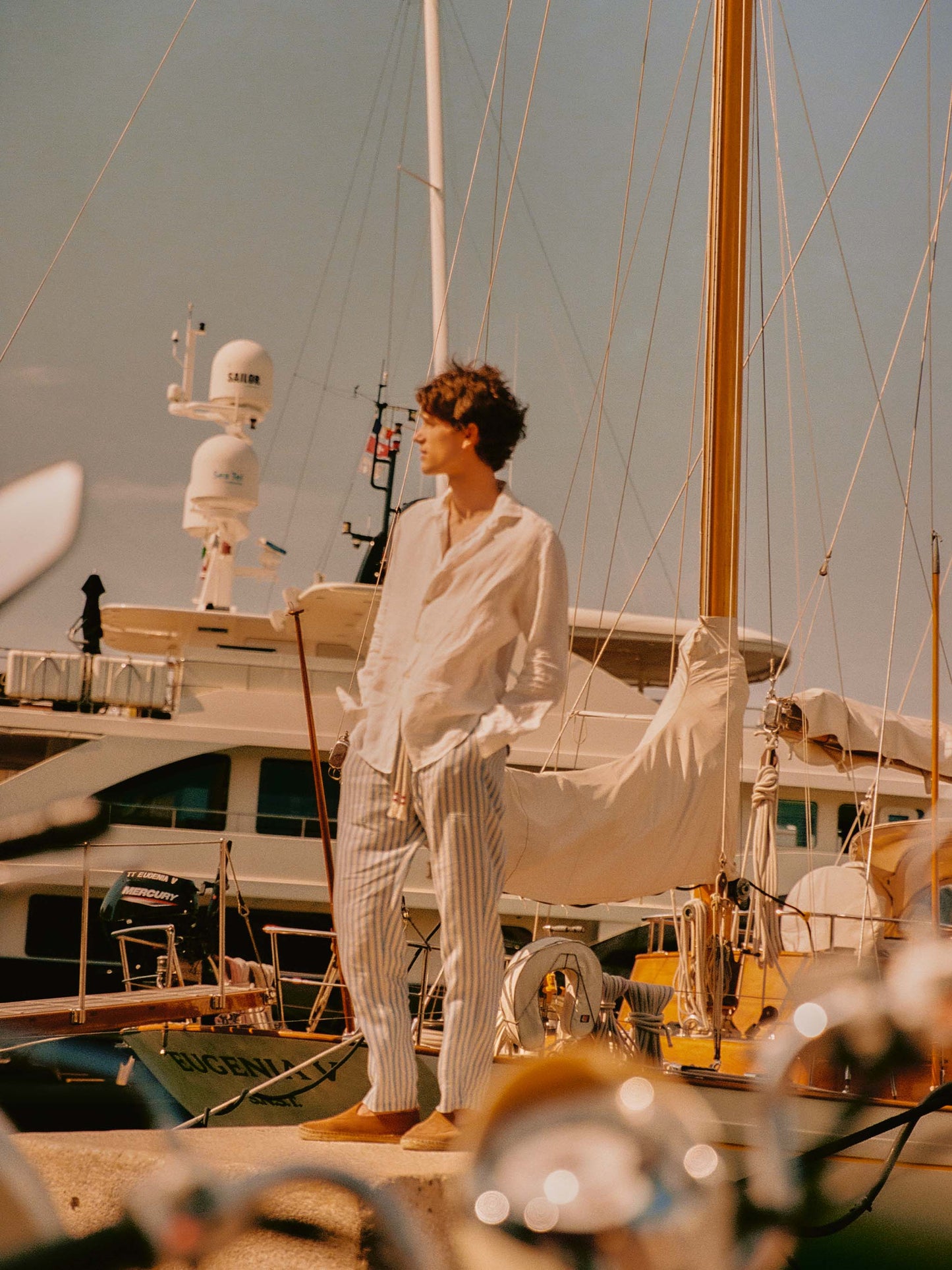 Camicia Pamplona in lino bianca tinta unita