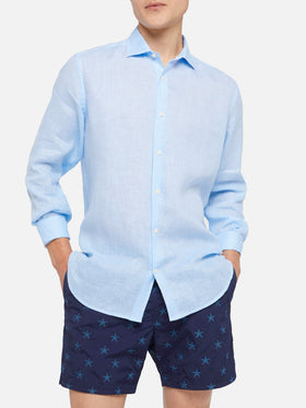 Light blue striped linen shirt Pamplona - MC2 Saint Barth