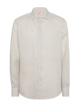 Beige striped linen shirt Pamplona - MC2 Saint Barth