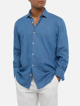 Dunkeljeansblaues Chambray-Hemd Pamplona