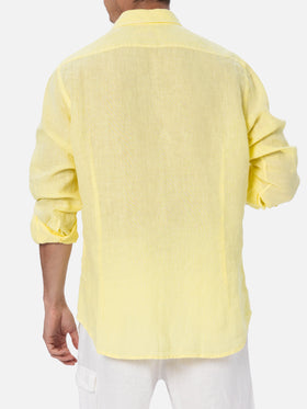 Man pale yellow linen shirt Pamplona - MC2 Saint Barth