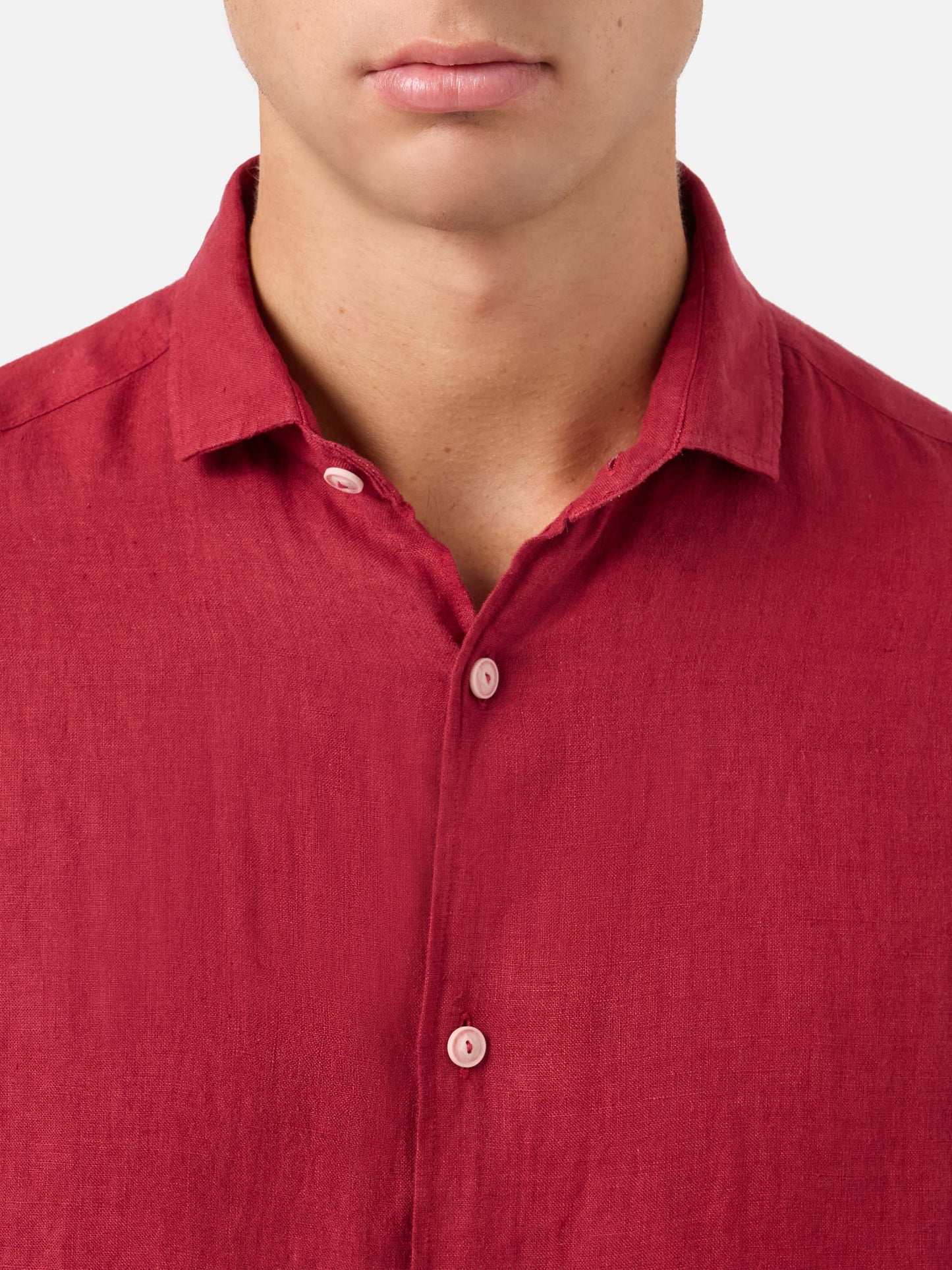 Camicia Pamplona in lino bordeaux