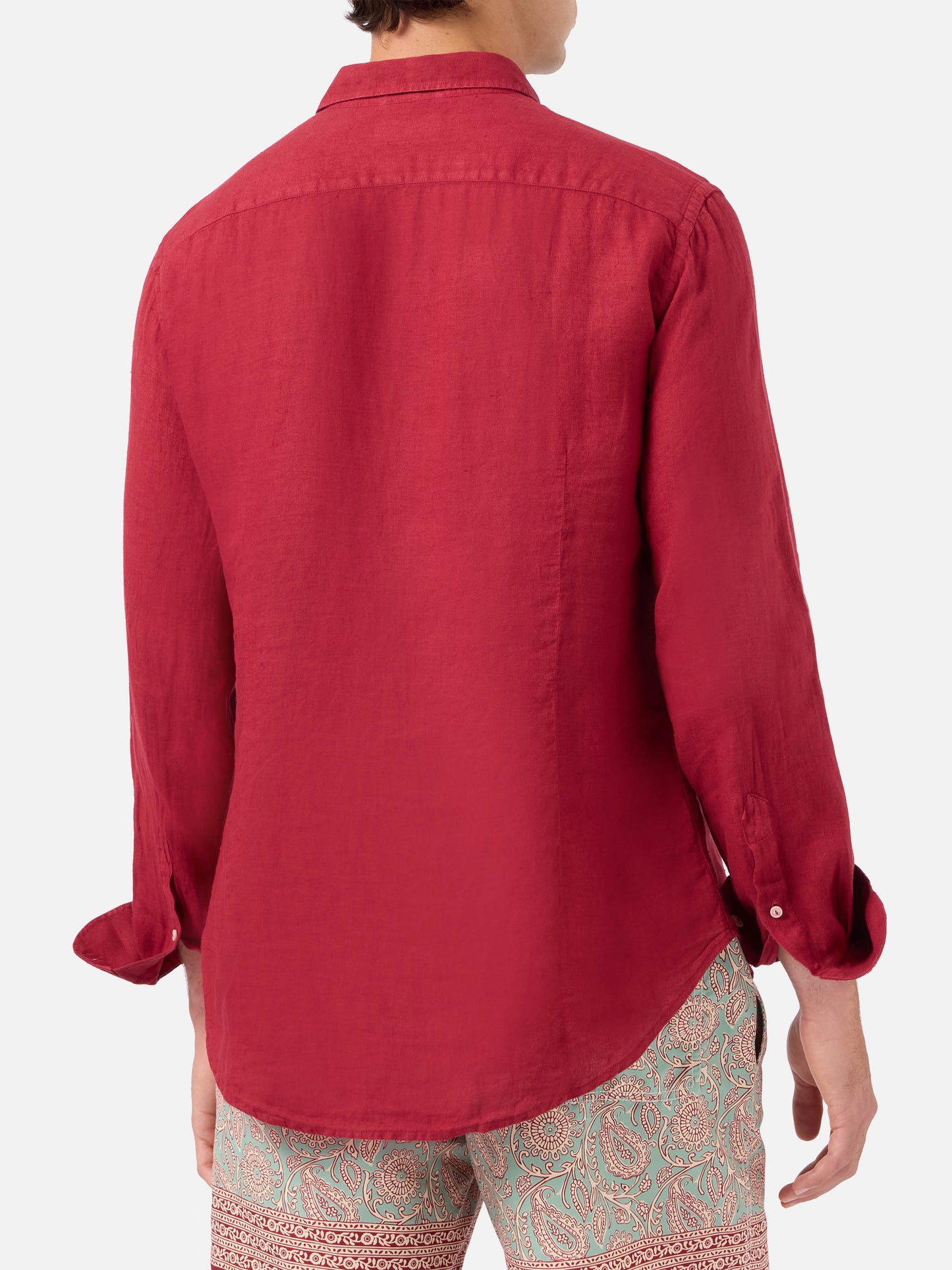 Camicia Pamplona in lino bordeaux