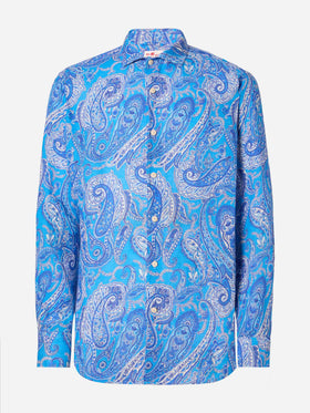 Linen shirt Pamplona with paisley print