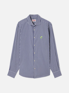 Chemise en coton rayé bleu marine et blanc Pamplona 
