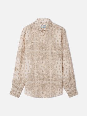 Camicia Pamplona in lino con stampa bandana all-over