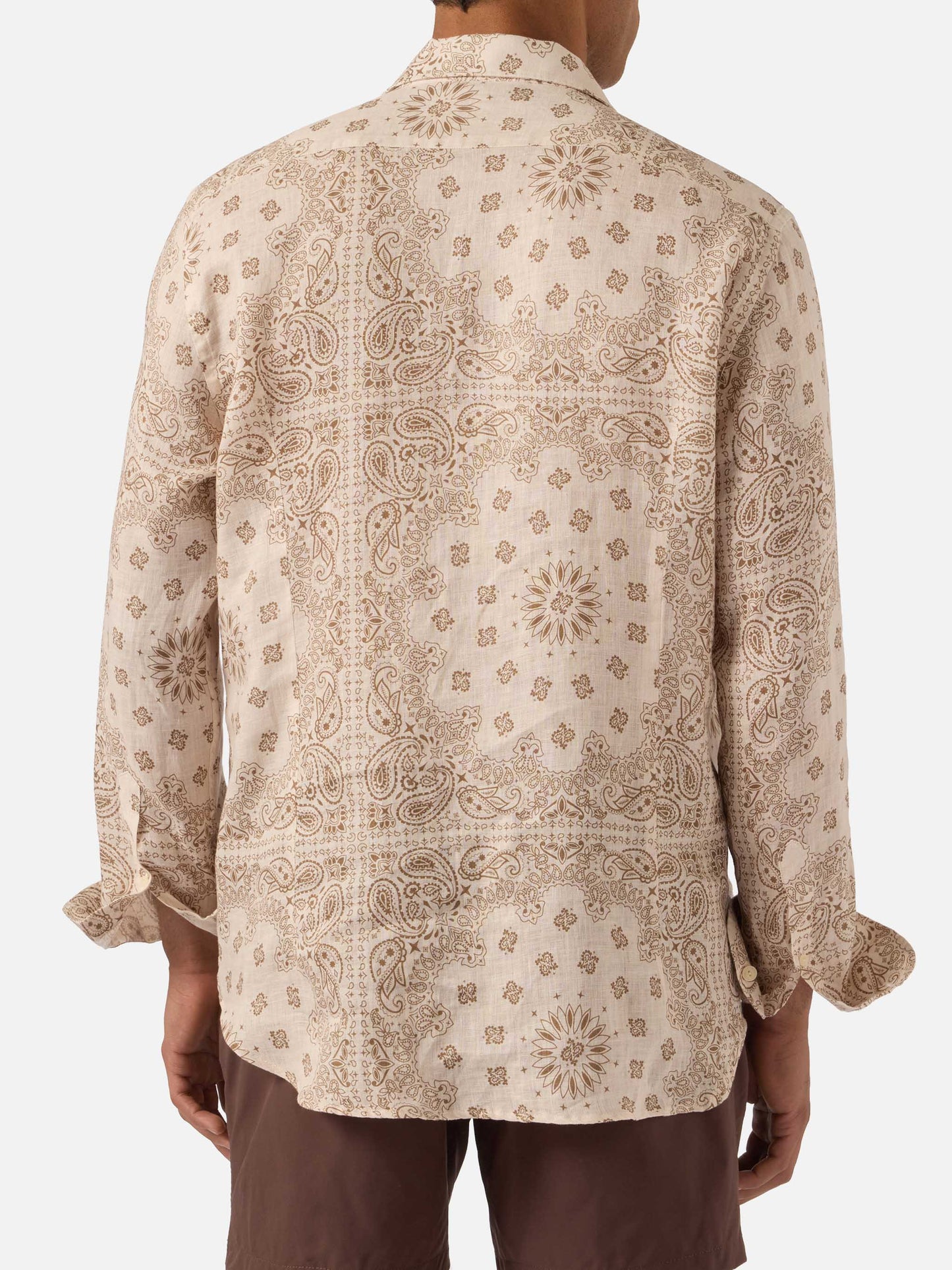 Camicia Pamplona in lino con stampa bandana all-over