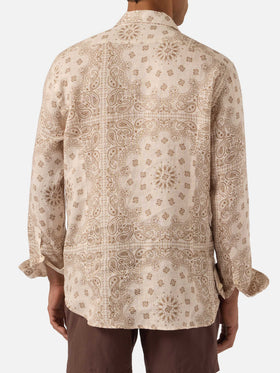 Camicia Pamplona in lino con stampa bandana all-over