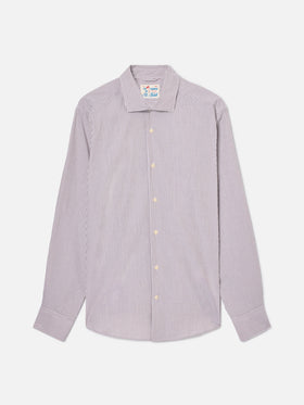 Brown striped Pamplona shirt in seersucker