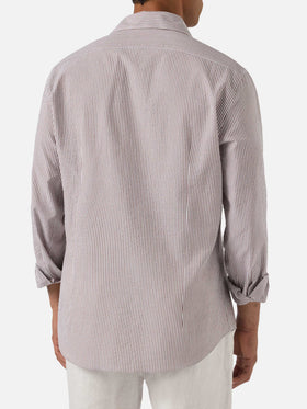 Camicia Pamplona in seersucker a righe marroni