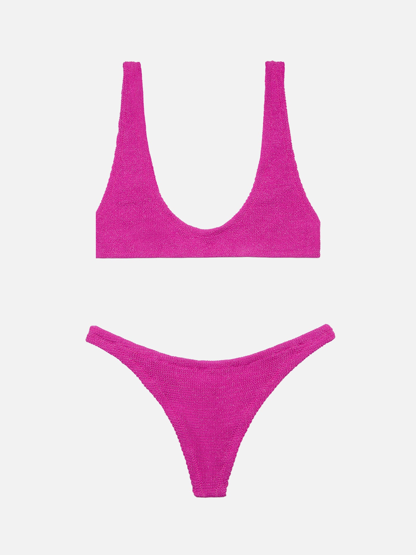 Pamy Naomi crinkle lurex bralette bikini in fuchsia