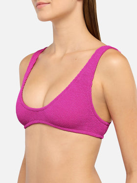 Pamy bralette tiny in tessuto crinkle lurex fucsia