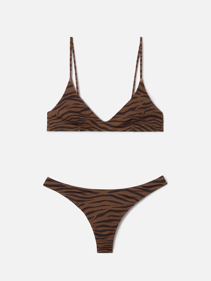 Bikini Panamy bralette with all-over zebra print