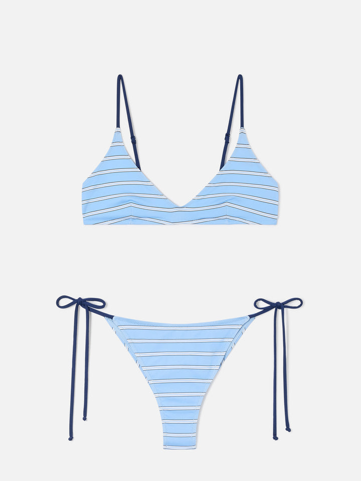 Light blue and navy striped Paolyn bikini