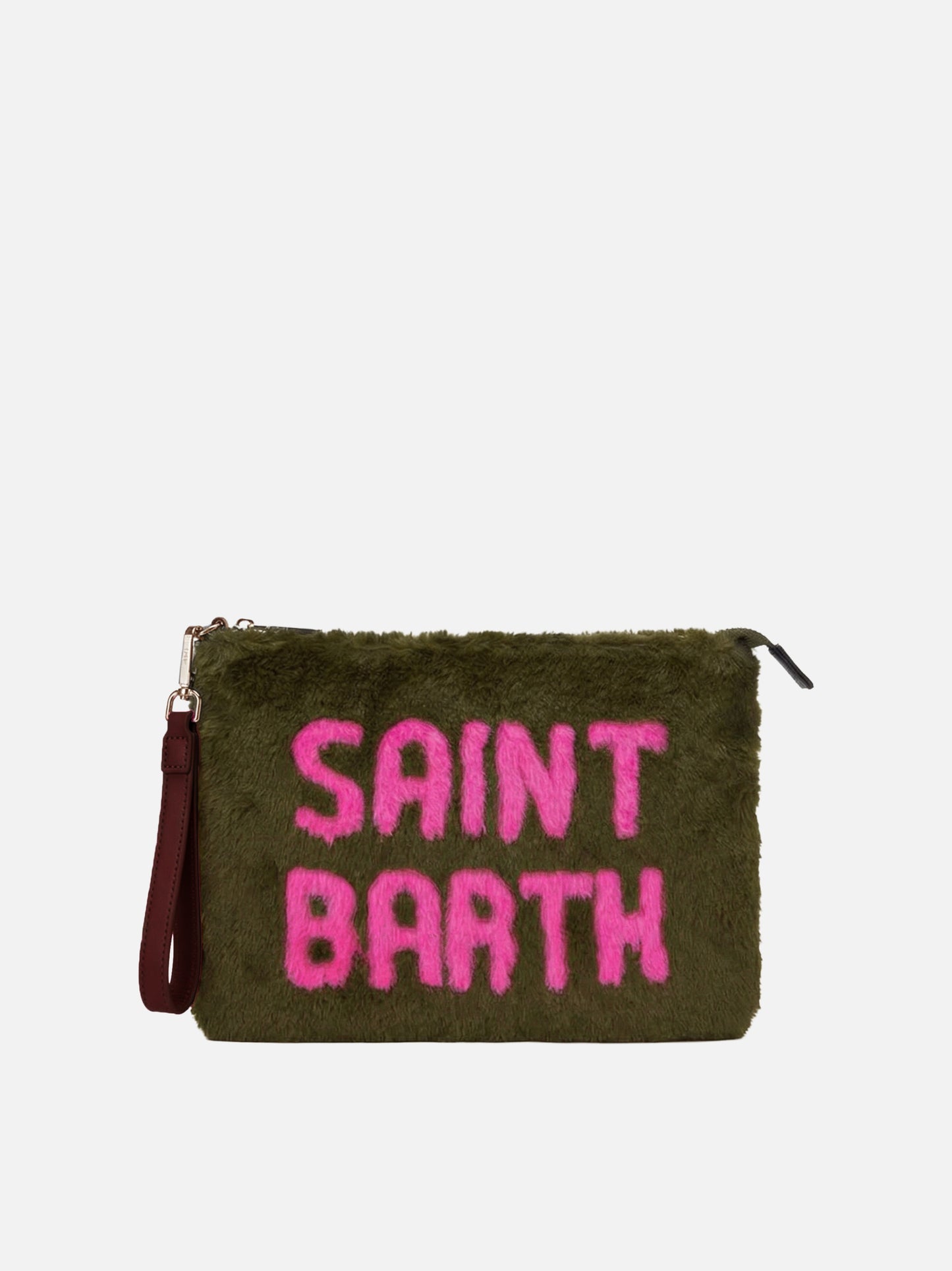 Grüne Parisienne-Umhängetasche Clutch aus Kunstfell