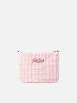 Pink tweed Parisienne pouch with chain