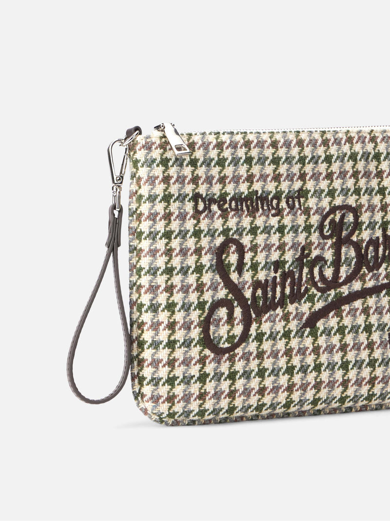 Multicolor check Parisienne pouch with chain