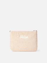 Pouch Parisienne in velluto a coste beige con catena