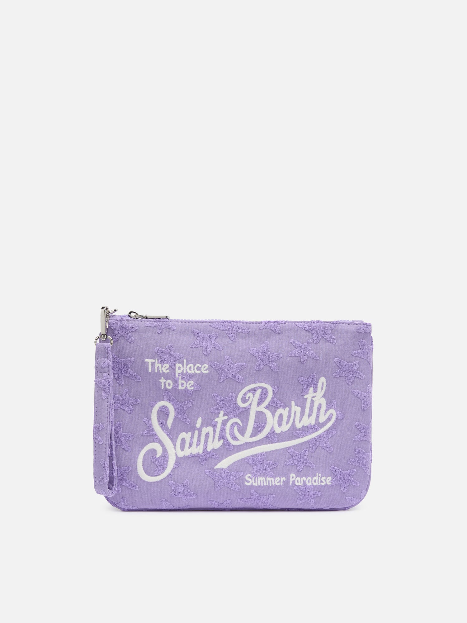 Lilac color embossed terry Parisienne Sponge pouch bag - MC2 Saint Barth