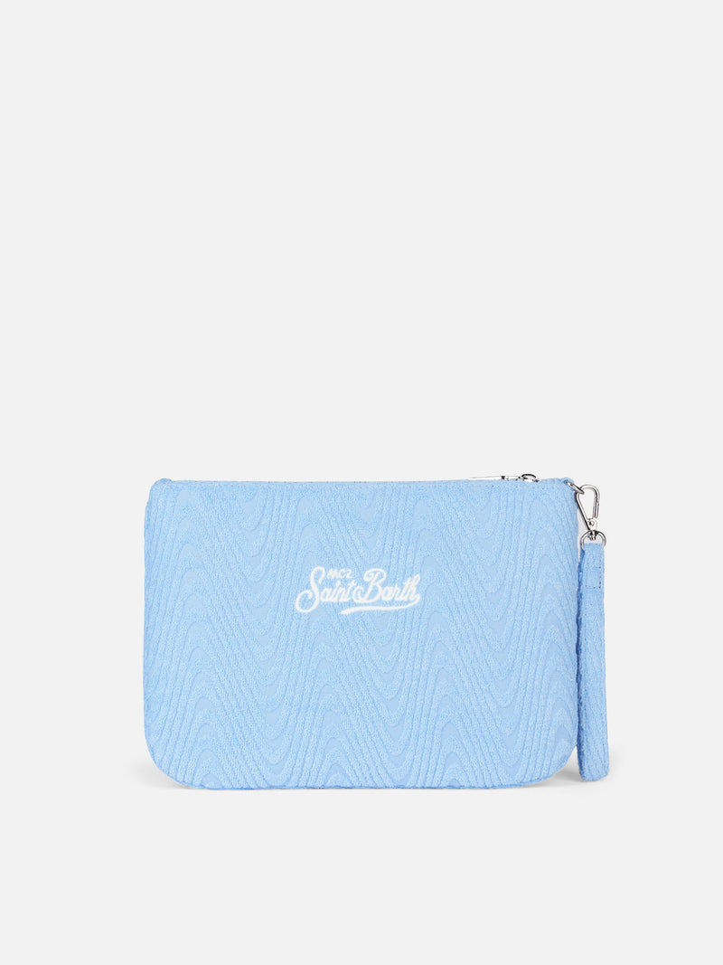 Pouch Parisienne in spugna azzurra a bassorilievo