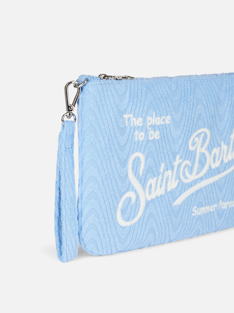 Pouch Parisienne in spugna azzurra a bassorilievo