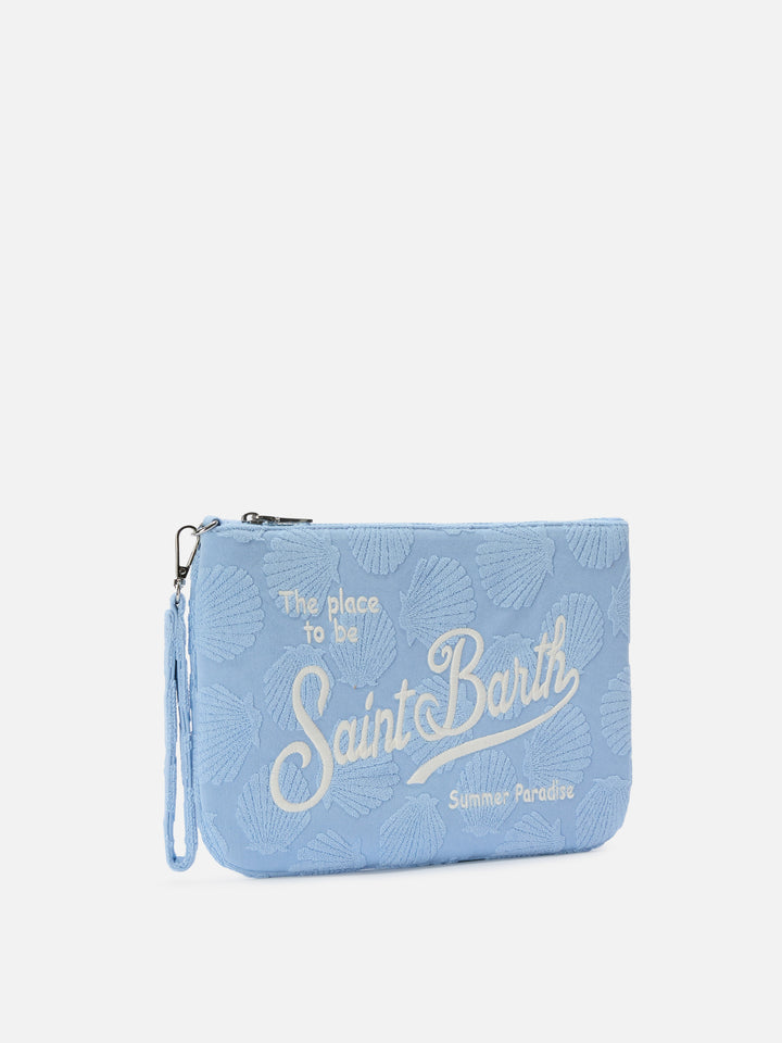 Parisienne Sponge pouch con motivo conchiglie in rilievo e trcolla removibile 