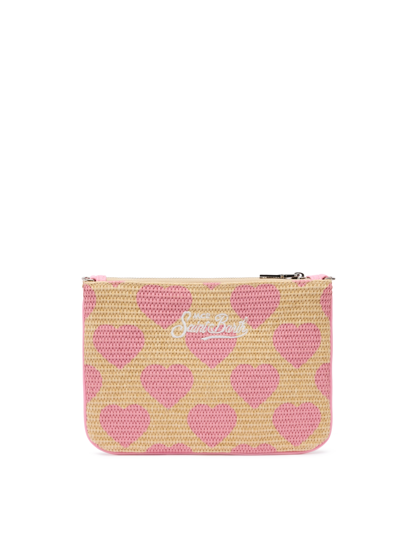 Parisienne Straw effect pouch bag with hearts print - MC2 Saint Barth