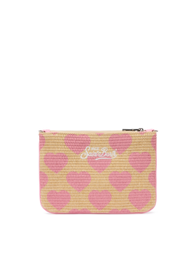 Parisienne Straw effect pouch bag with hearts print - MC2 Saint Barth