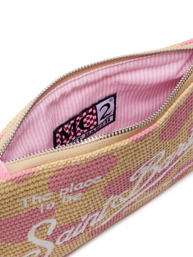 Parisienne Straw effect pouch bag with hearts print - MC2 Saint Barth