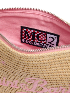 Parisienne Straw effect pouch bag with pink details - MC2 Saint Barth