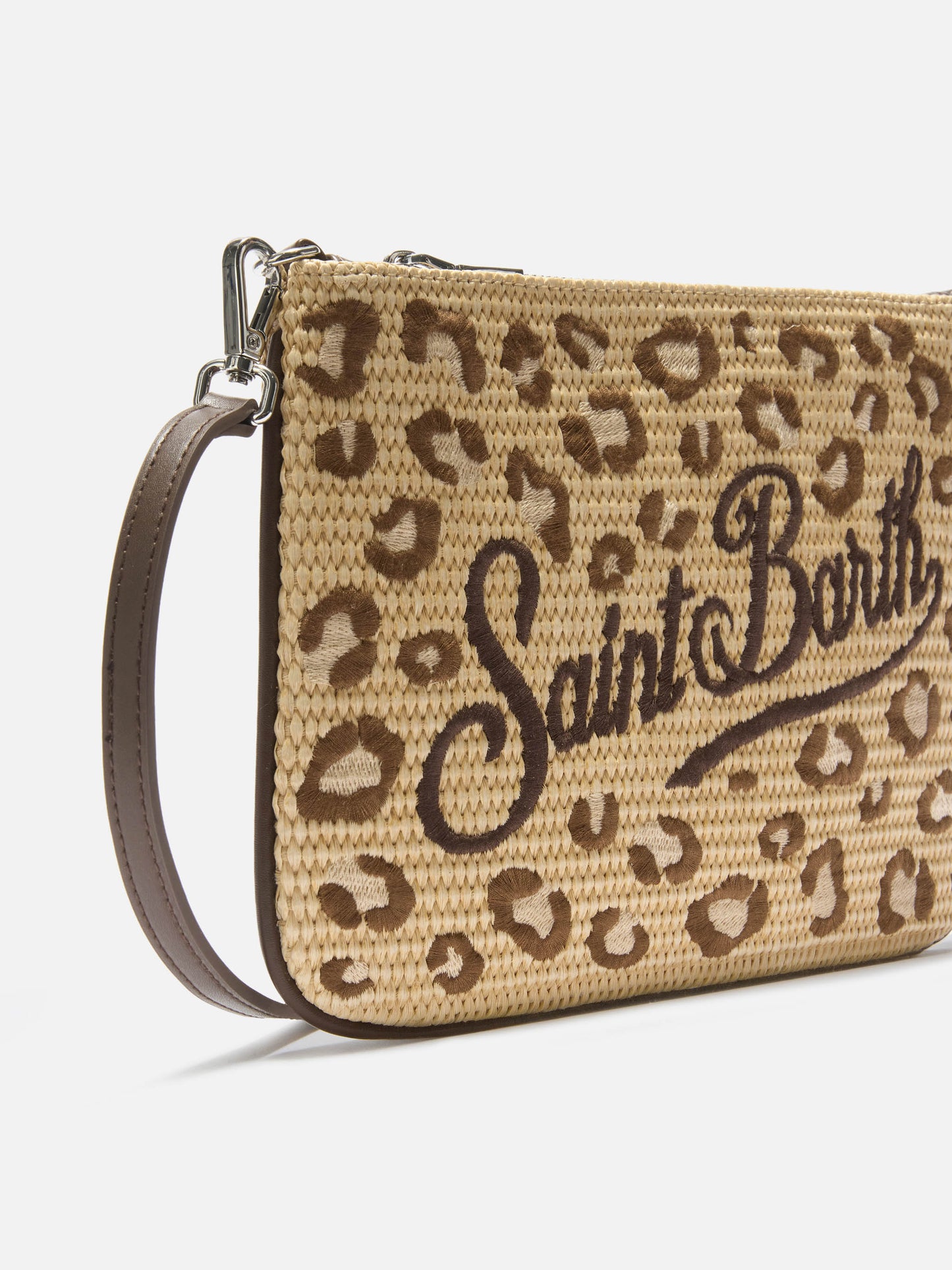Parisienne pouch con fantasia leopardata ricamata e trcolla removibile 