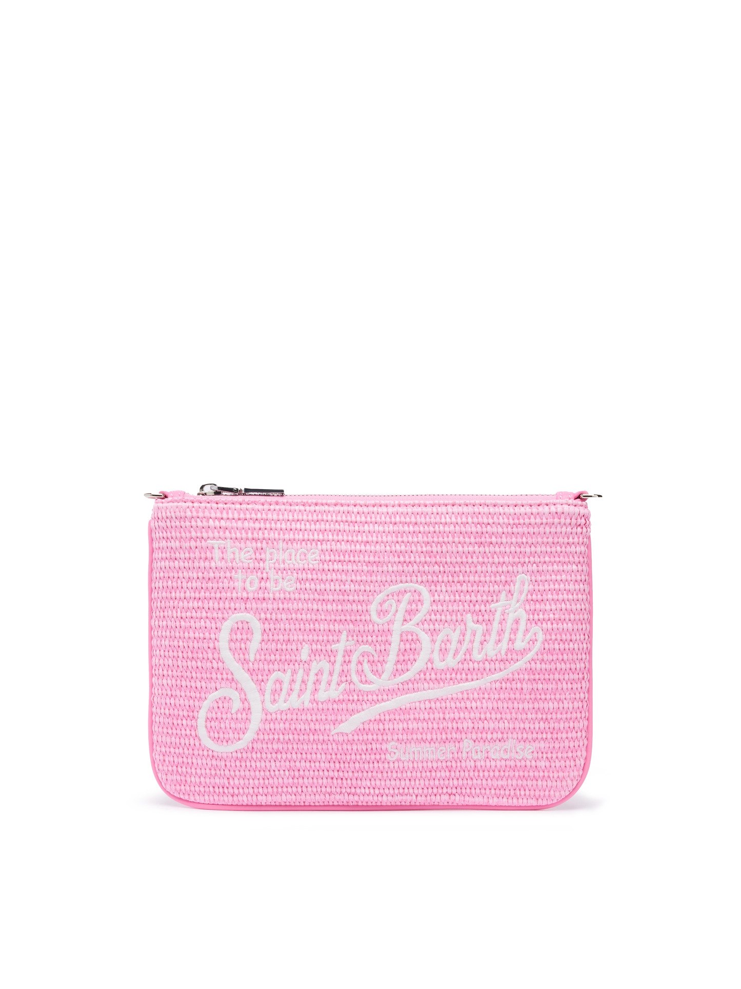 Parisienne Straw effect pouch bag with embroidered logo - MC2 Saint Barth