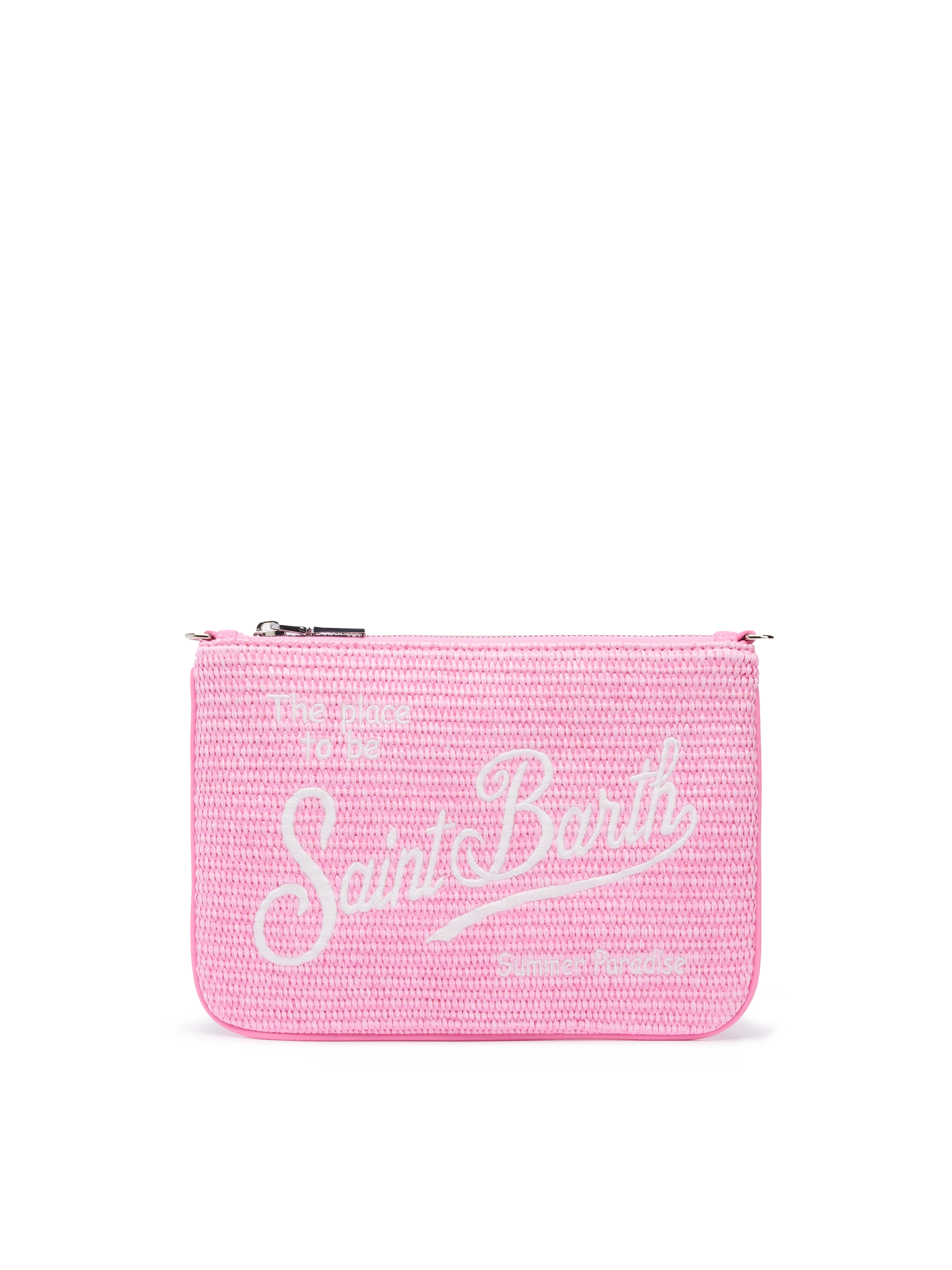Parisienne Straw effect pouch bag with embroidered logo - MC2 Saint Barth