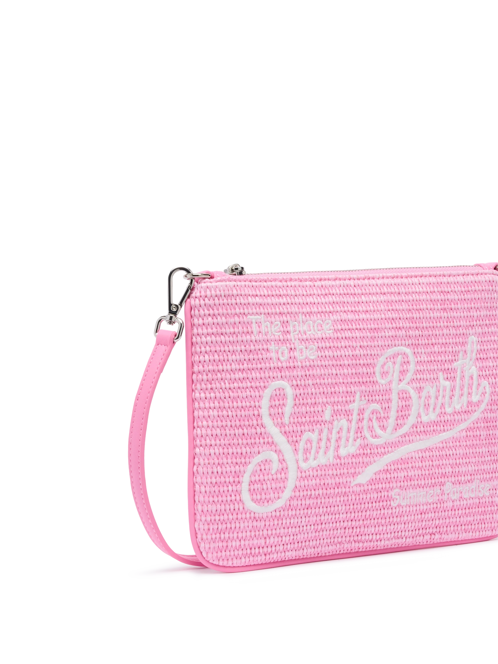 Parisienne Straw effect pouch bag with embroidered logo - MC2 Saint Barth