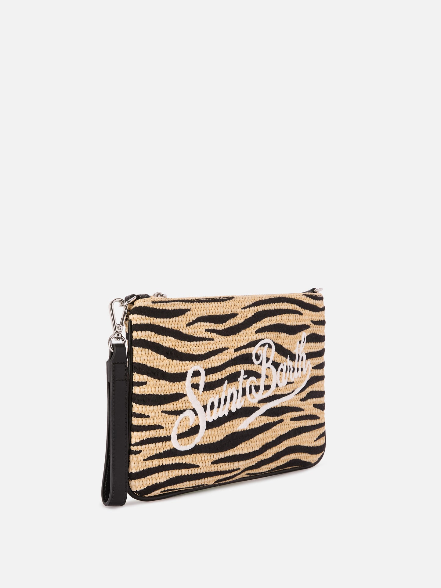 Parisienne pouch con fantasia zebrata ricamata e tracolla removibile