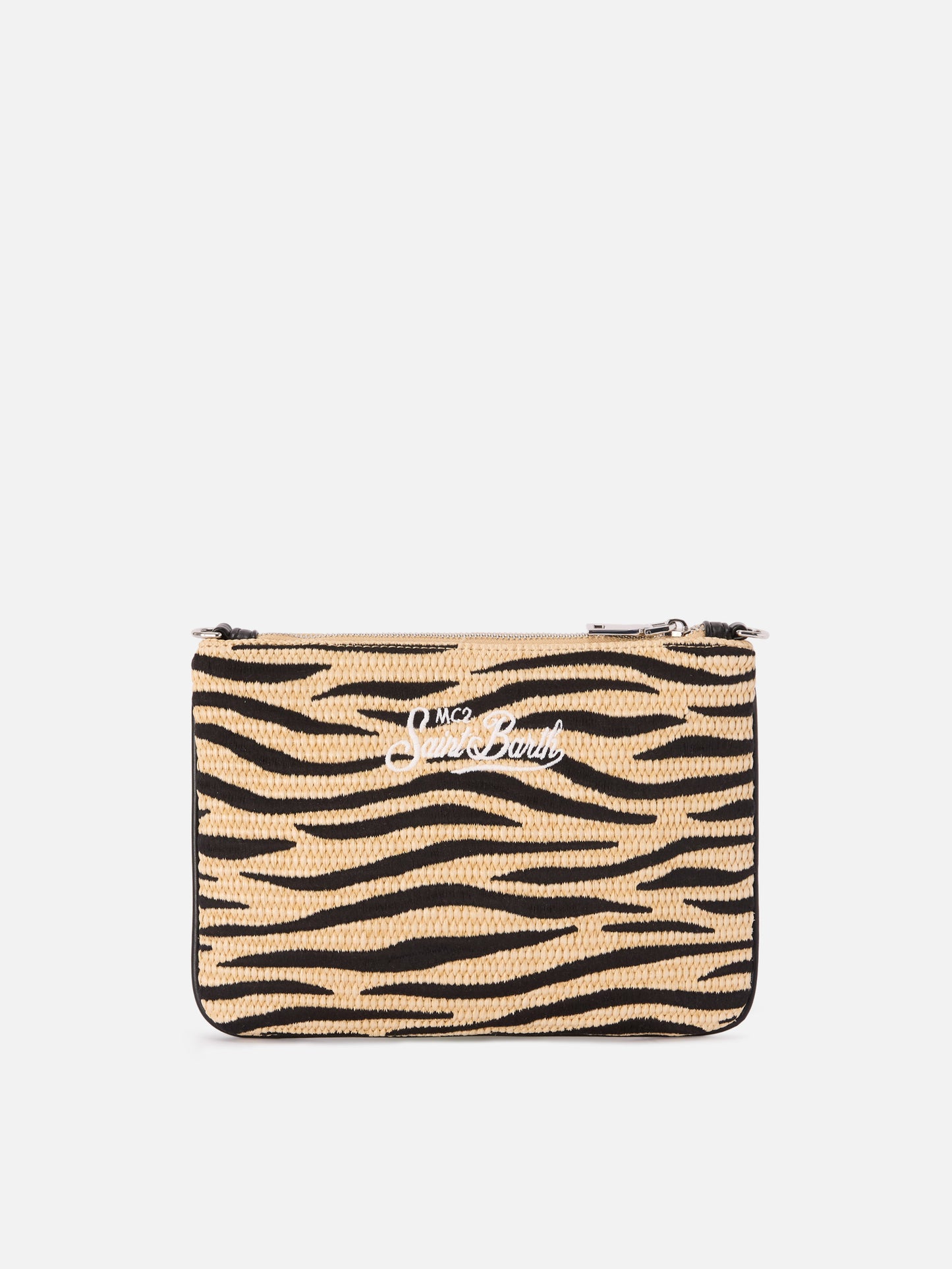 Parisienne pouch con fantasia zebrata ricamata e tracolla removibile