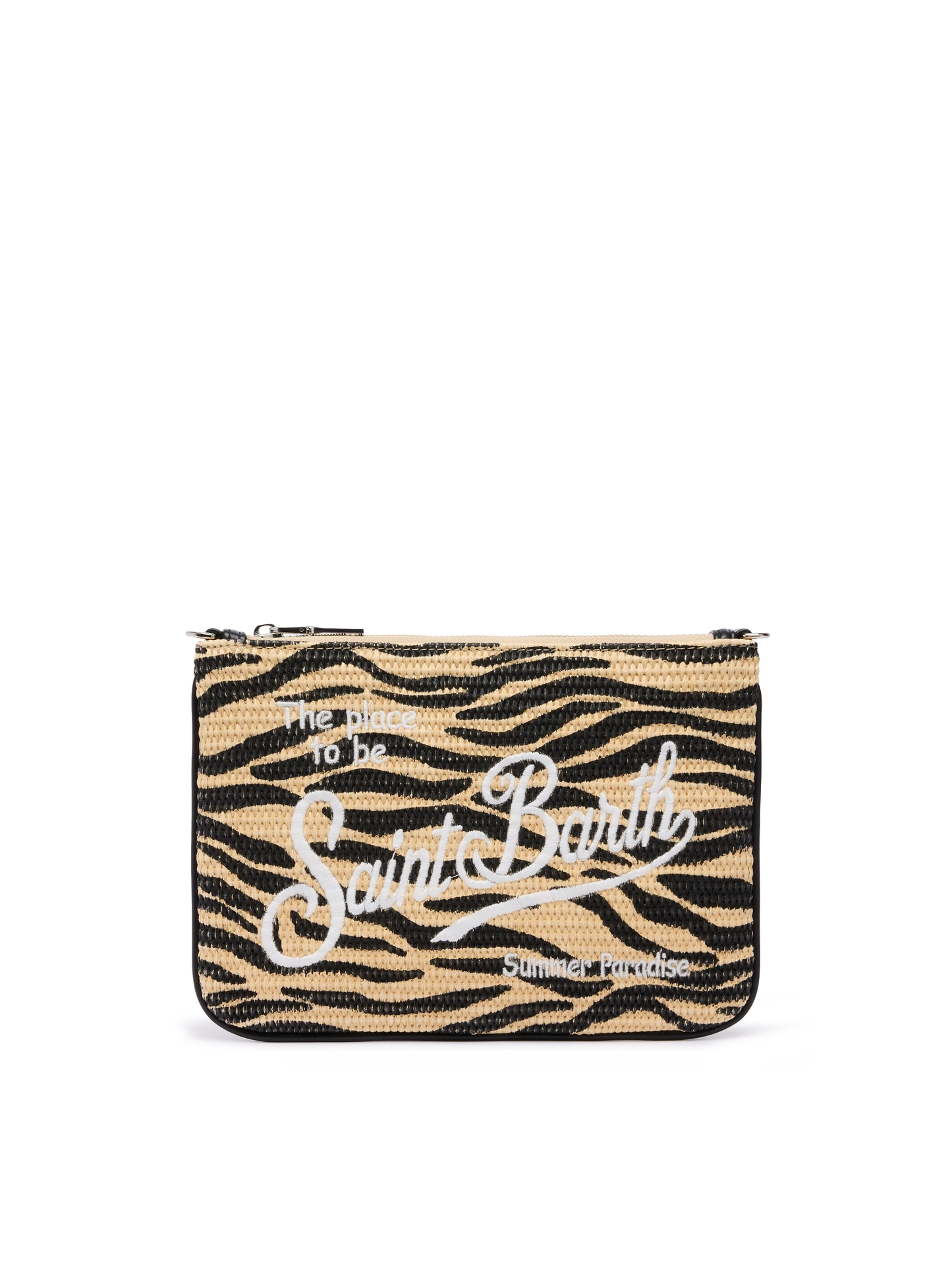 Parisienne Straw effect pouch bag with zebra print - MC2 Saint Barth