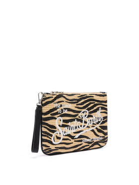 Parisienne Straw effect pouch bag with zebra print - MC2 Saint Barth