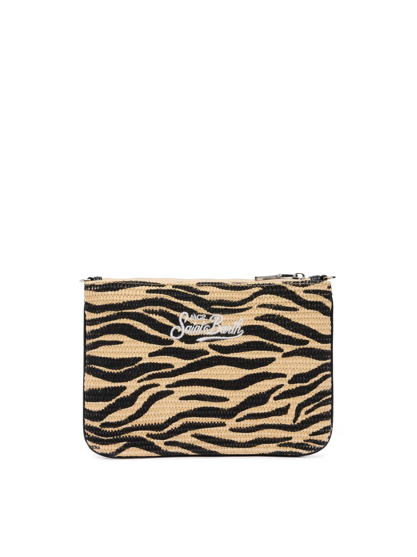 Parisienne Straw effect pouch bag with zebra print - MC2 Saint Barth