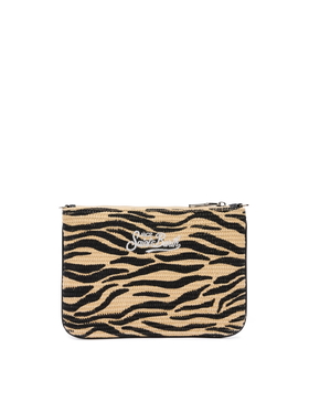 Parisienne Straw effect pouch bag with zebra print - MC2 Saint Barth