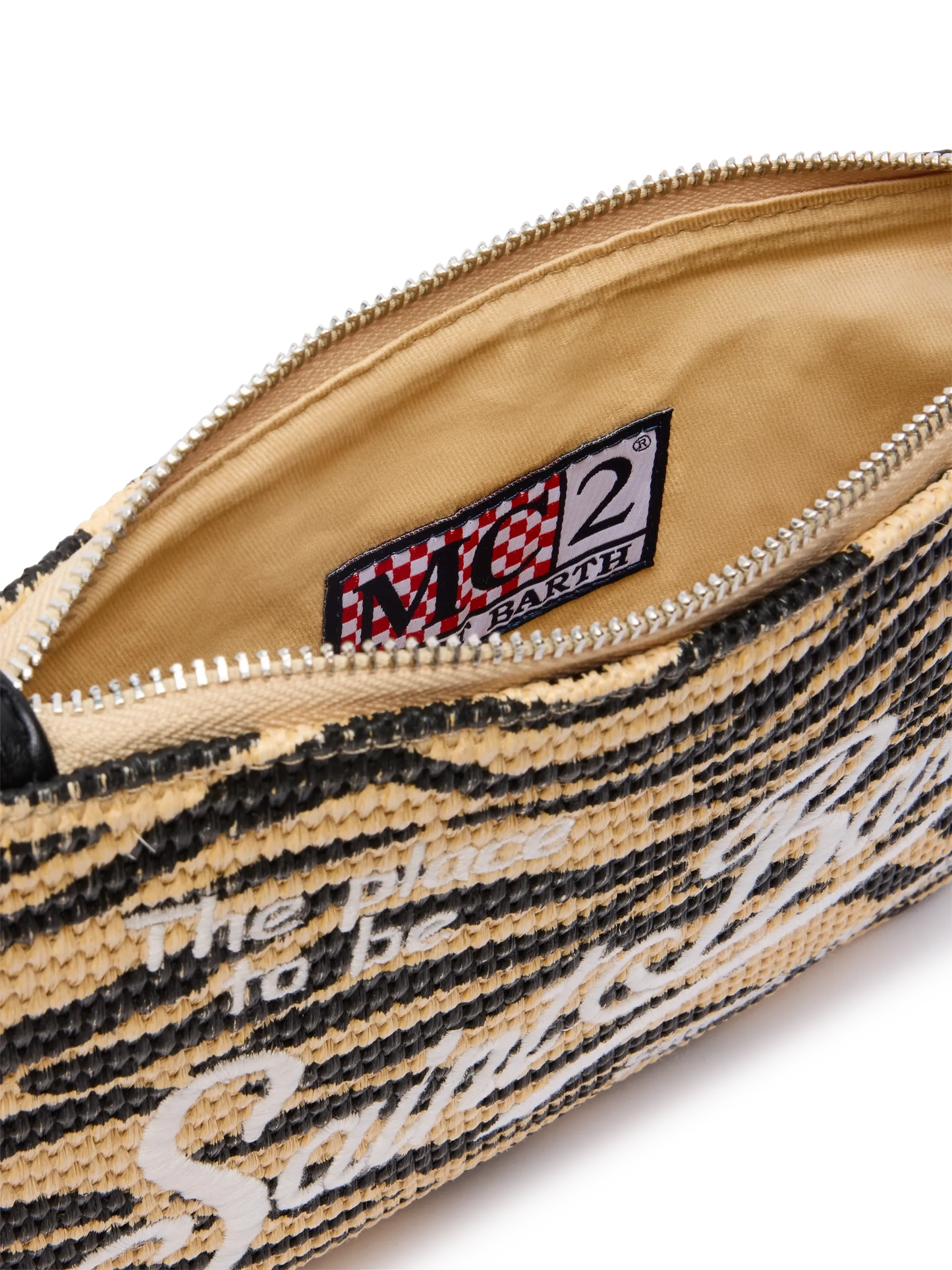 Parisienne Straw effect pouch bag with zebra print - MC2 Saint Barth