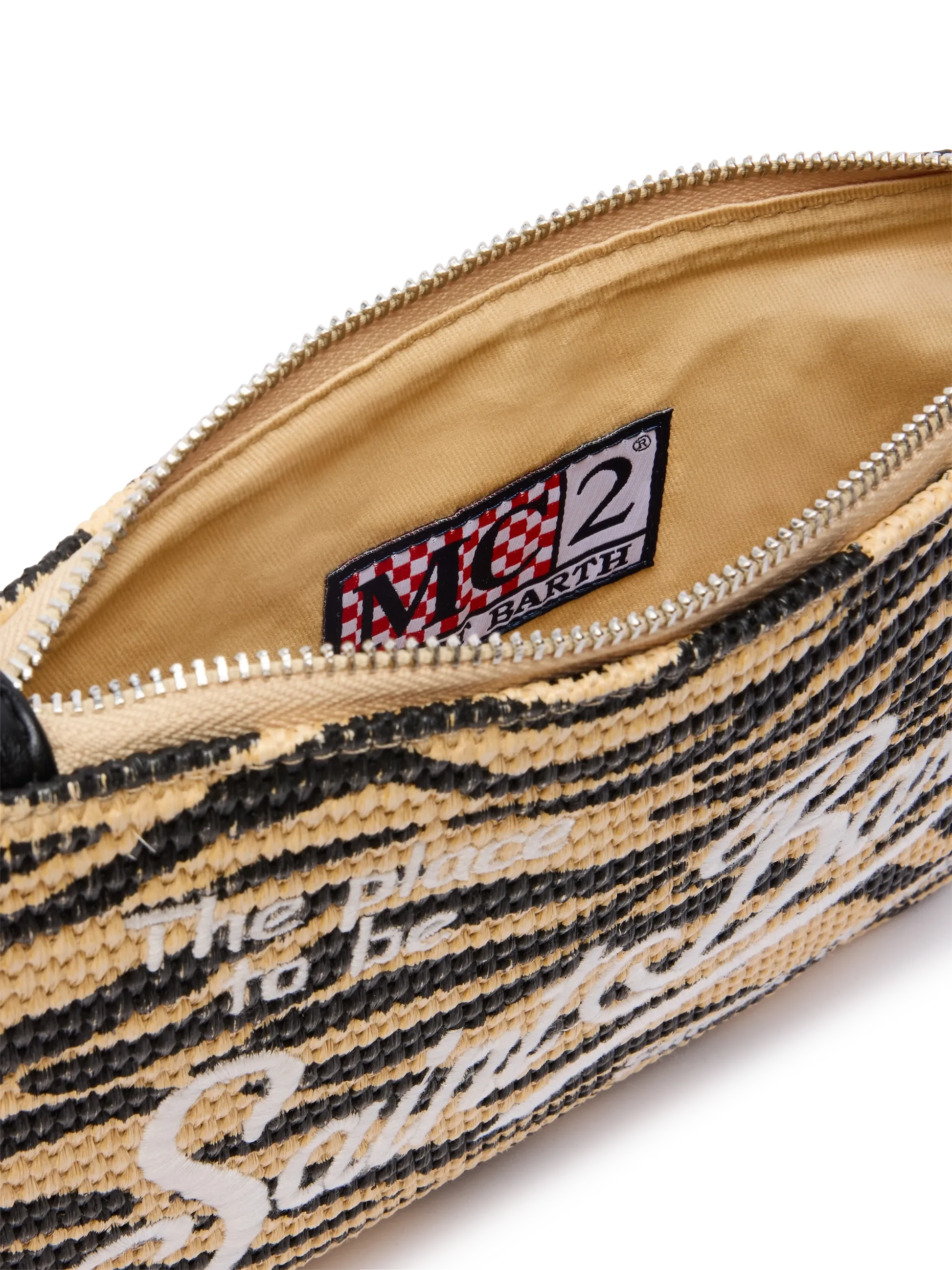 Parisienne Straw effect pouch bag with zebra print - MC2 Saint Barth