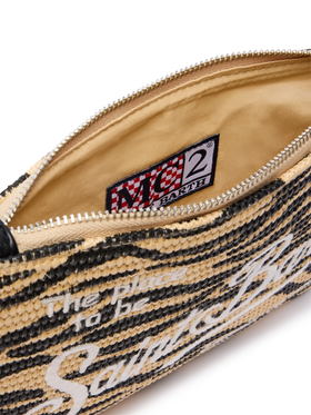 Parisienne Straw effect pouch bag with zebra print - MC2 Saint Barth
