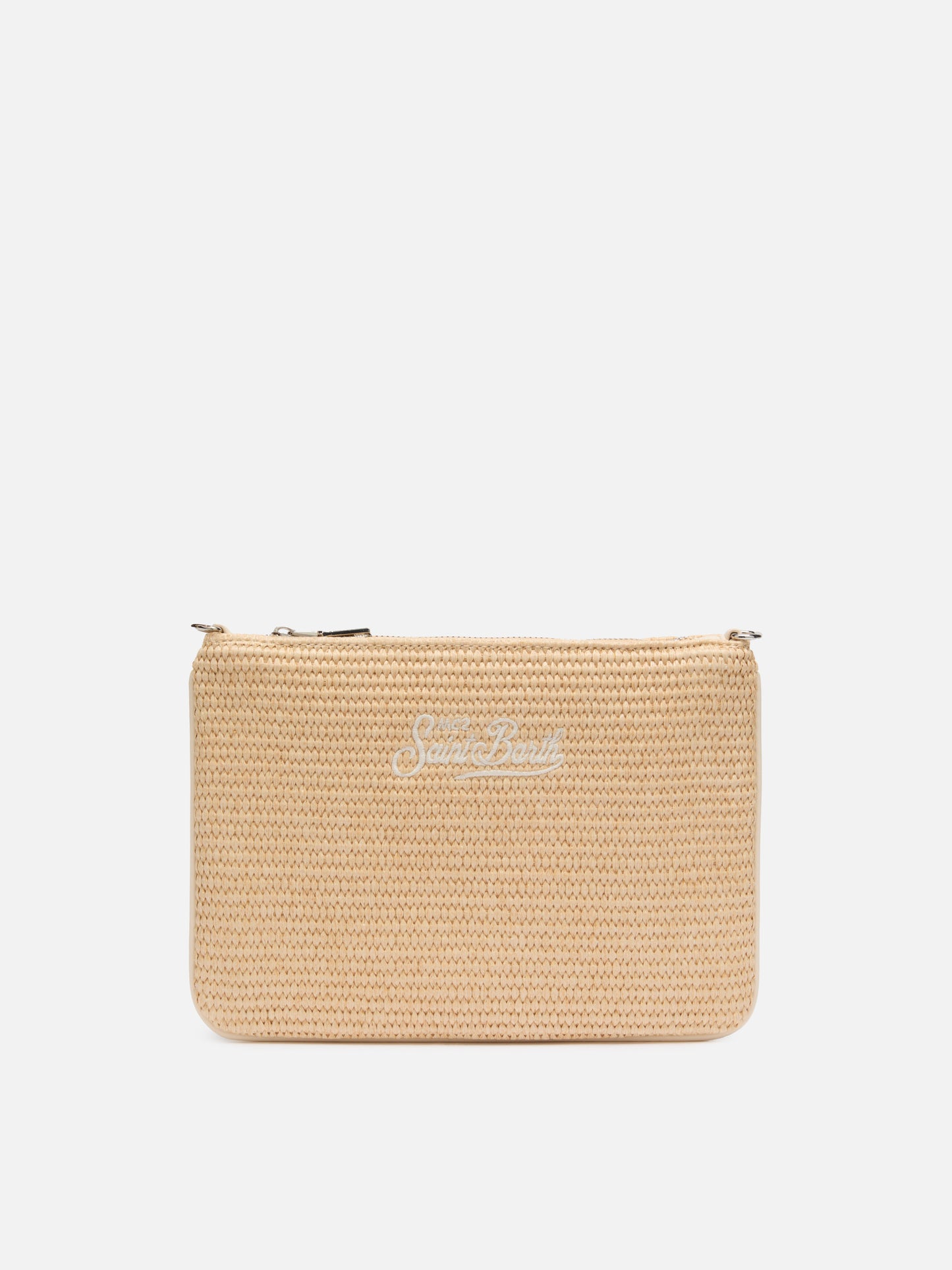 Parisienne Straw effect pouch bag with embroidered logo - MC2 Saint Barth