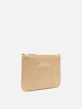 Parisienne Straw effect pouch bag with embroidered logo - MC2 Saint Barth