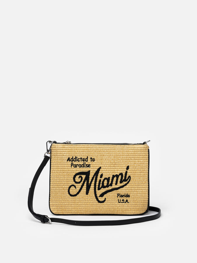 Mc2 Saint Barth Pouch Parisienne in paglia con ricamo Miami