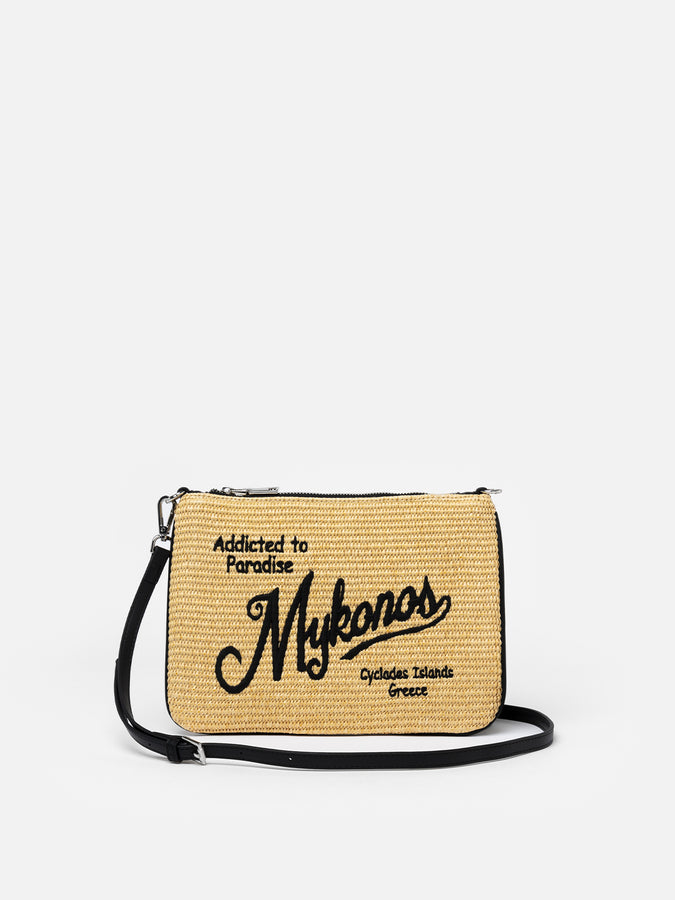 Mc2 Saint Barth Pouch Parisienne in paglia con ricamo Mykonos