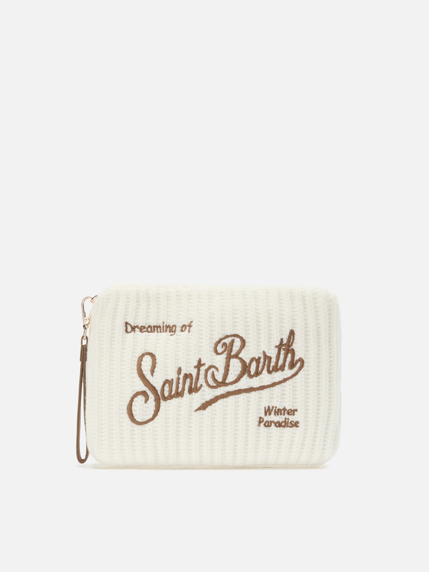 Parisienne Wool Rib Crossbody Bag in white ribbed wool blend