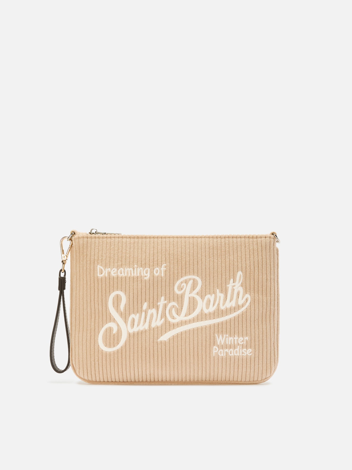 Borsa crossbody Parisienne Corduroy in velluto a coste beige